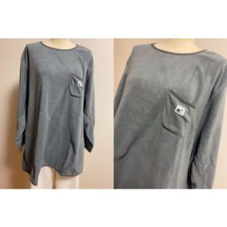 KN980＊6L大きいサイズ★軽さが嬉しいあったかプルオーバー　グレー(Tシャツ(長袖/七分))