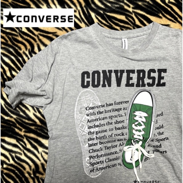 CONVERSE(コンバース)の【コンバース】紐付きスニーカー半袖Tシャツ★メンズＬ★グレー☆良used メンズのトップス(Tシャツ/カットソー(半袖/袖なし))の商品写真