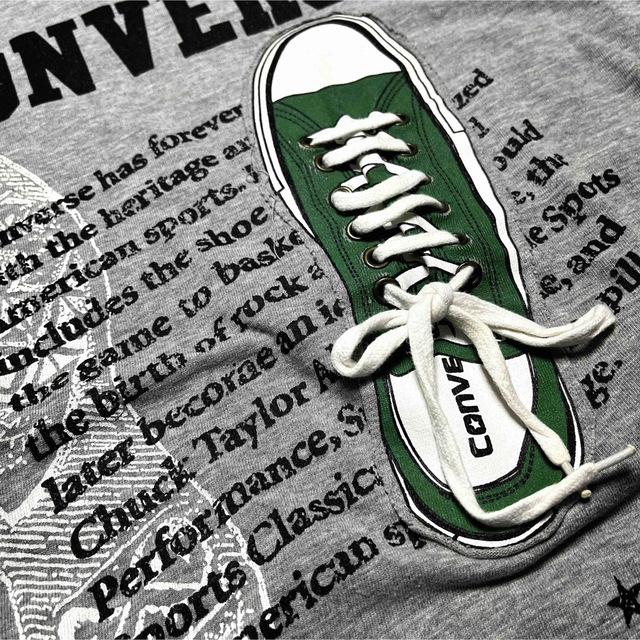 CONVERSE(コンバース)の【コンバース】紐付きスニーカー半袖Tシャツ★メンズＬ★グレー☆良used メンズのトップス(Tシャツ/カットソー(半袖/袖なし))の商品写真