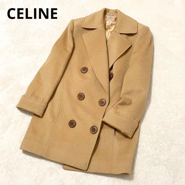 celine   セリーヌ カシミヤ% シャギー生地 ウール ピーコート