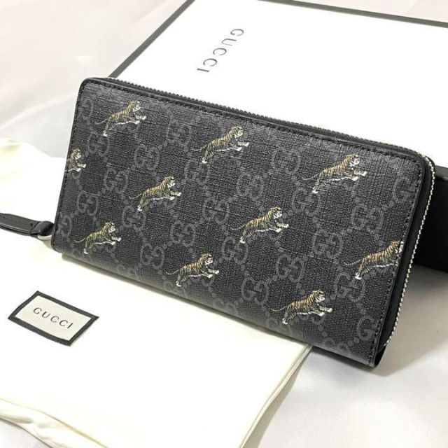 Gucci - 【新品未使用】 グッチ タイガー GGスプリーム ジッピー長財布