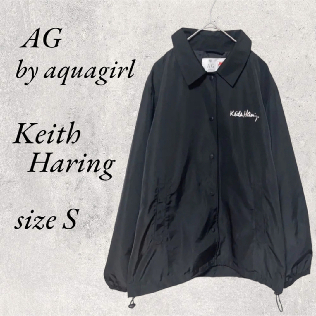 AG by aquagirl(エージーバイアクアガール)のAG by aquagirl × Keith Haring 黒コーチジャケットS レディースのジャケット/アウター(ナイロンジャケット)の商品写真