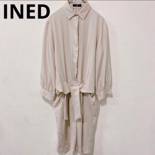 シルバーグレー サイズ INED 大きいサイズ15号 黒ワンピース - ひざ丈