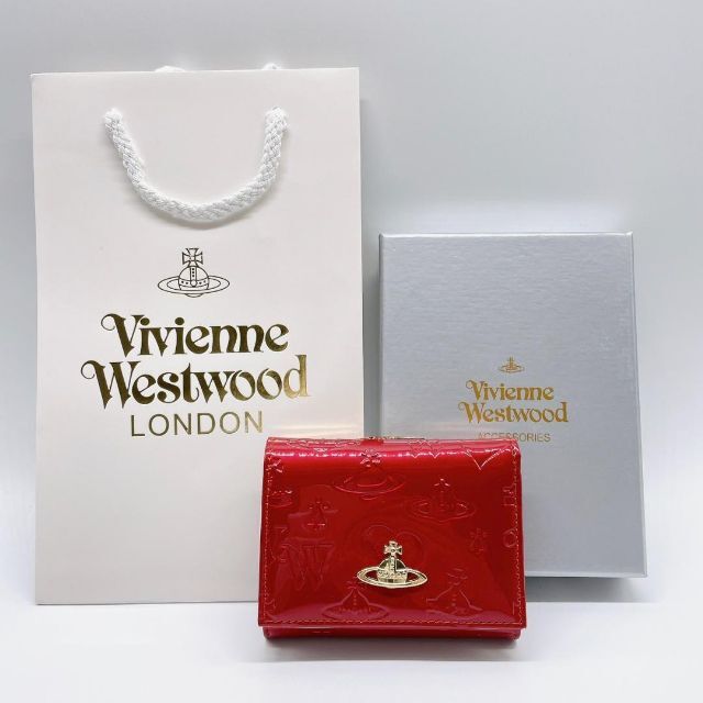 未使用 Vivienne Westwood エナメル レッド 三つ折財布 正規品