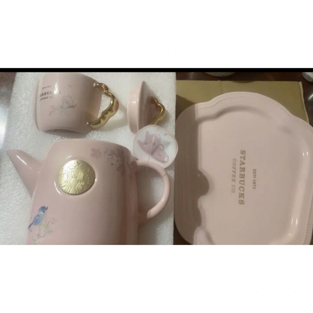 22年桜シリーズ中国スターバックス 桜カササギお茶ポット&カップセット ...