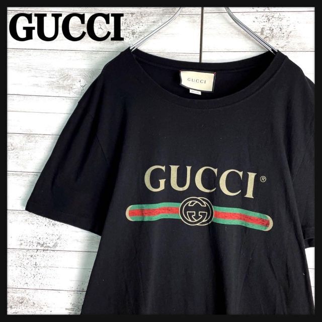 6813【入手困難】グッチ☆ビッグロゴ定番カラーtシャツ シェリーライン-