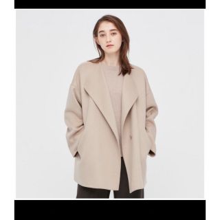 ユニクロ(UNIQLO)のUNIQLO ダブルフェイスショートコート(ノーカラージャケット)