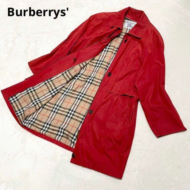 BURBERRY - バーバリー 白タグ テロテロ生地 ステンカラーコート 裏地