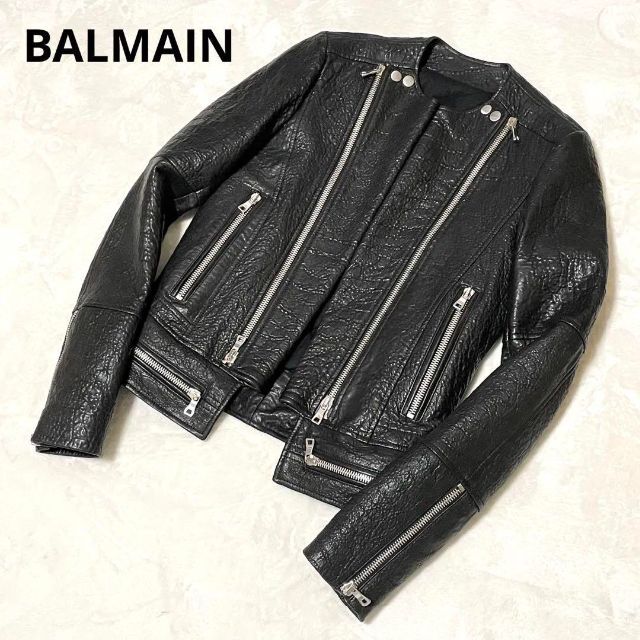 平置き身幅BALMAIN ライダースJKT 44