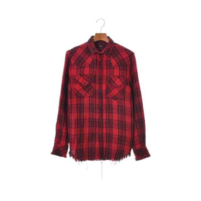 DSQUARED カジュアルシャツ 36(XS位) 赤x白x黒等(チェック)