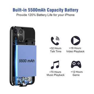 【iPhone12/12pro対応】バッテリーケース 5500mAh 薄型(バッテリー/充電器)