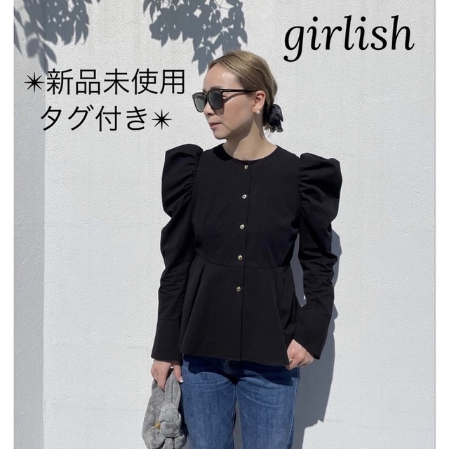 ✴︎ 新品未使用 タグ付き girlish クリオネブラウス black ✴︎ 【訳