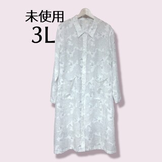 未使用 オットー 大きいサイズ3L ロングシャツジャケット ローズ柄　羽織り(ロングワンピース/マキシワンピース)