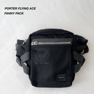 ポーター(PORTER)の極美品 ポーター フライングエース ファニーパック ショルダーバッグ 小さめ 黒(ボディーバッグ)