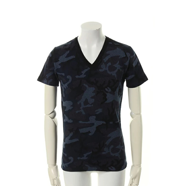 AKM サマーニット CAMO V-NECK カモフラ ニット 半袖 - ニット