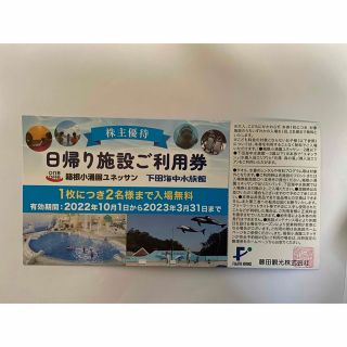 藤田観光　株主優待 日帰り施設ご利用券 1枚 ミニレター発送(その他)