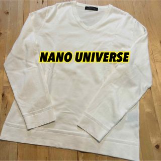 ナノユニバース(nano・universe)の美品　メンズ　ナノユニバース　カットソー  長袖　L 春　白　コットン　ニット(Tシャツ/カットソー(七分/長袖))