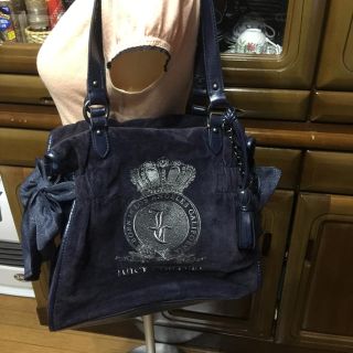 ジューシークチュール(Juicy Couture)のジューシークチュール ネイビーベロアバッグ(ハンドバッグ)