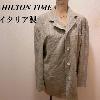 ヒルトンタイム(HILTON TIME)の美品★HILTON TIMEベージュ＆ブラックチェック裏地なしテラードジャケット(テーラードジャケット)