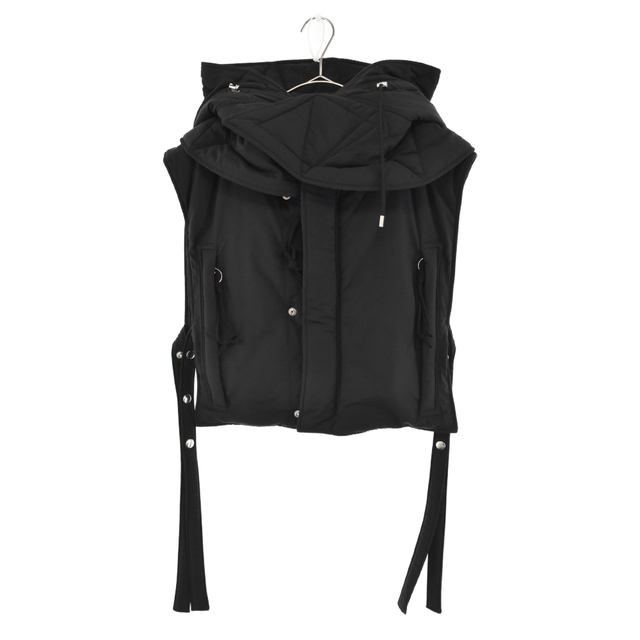 ALMOSTBLACK オールモストブラック 21AW HOODED DOWN VEST フーデッドダウンベスト ブラック 21AW-VE01