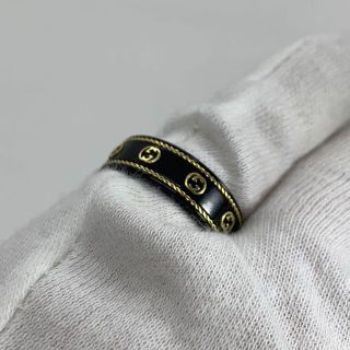GUCCI K18 アイコンリング 20号 指輪ブラック【0335.22】