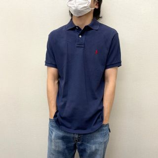 ラルフローレン(Ralph Lauren)の【中古】 ゆうパケット対応 ポロ ラルフローレン Polo by Ralph Lauren 鹿の子 ポロシャツ 半袖 ワンポイント ロゴ 刺繍 サイズ：M ネイビー 古着 中古 mellow CUSTOM FIT(ポロシャツ)