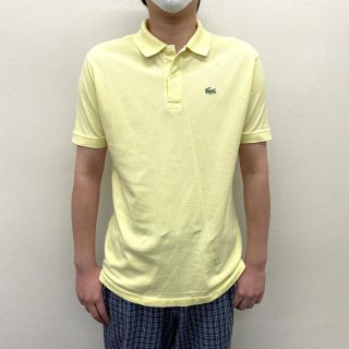 ラコステ(LACOSTE)の【中古】 ゆうパケット対応 ラコステ CHEMISE LACOSTE 鹿の子 ポロシャツ 半袖 ワンポイント ロゴ ワッペン サイズ：4 イエロー MADE IN FRANCE 古着 中古 mellow(ポロシャツ)