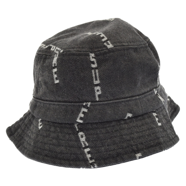 Supreme(シュプリーム)のSUPREME シュプリーム 20AW Logo Stripe Jacquard Denim Crusher ロゴ ストライプ ジャックアード デニム クラッシャー バケットハット ブラック メンズの帽子(ハット)の商品写真
