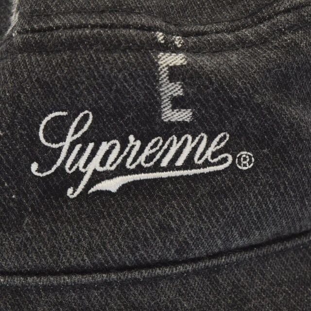 Supreme(シュプリーム)のSUPREME シュプリーム 20AW Logo Stripe Jacquard Denim Crusher ロゴ ストライプ ジャックアード デニム クラッシャー バケットハット ブラック メンズの帽子(ハット)の商品写真
