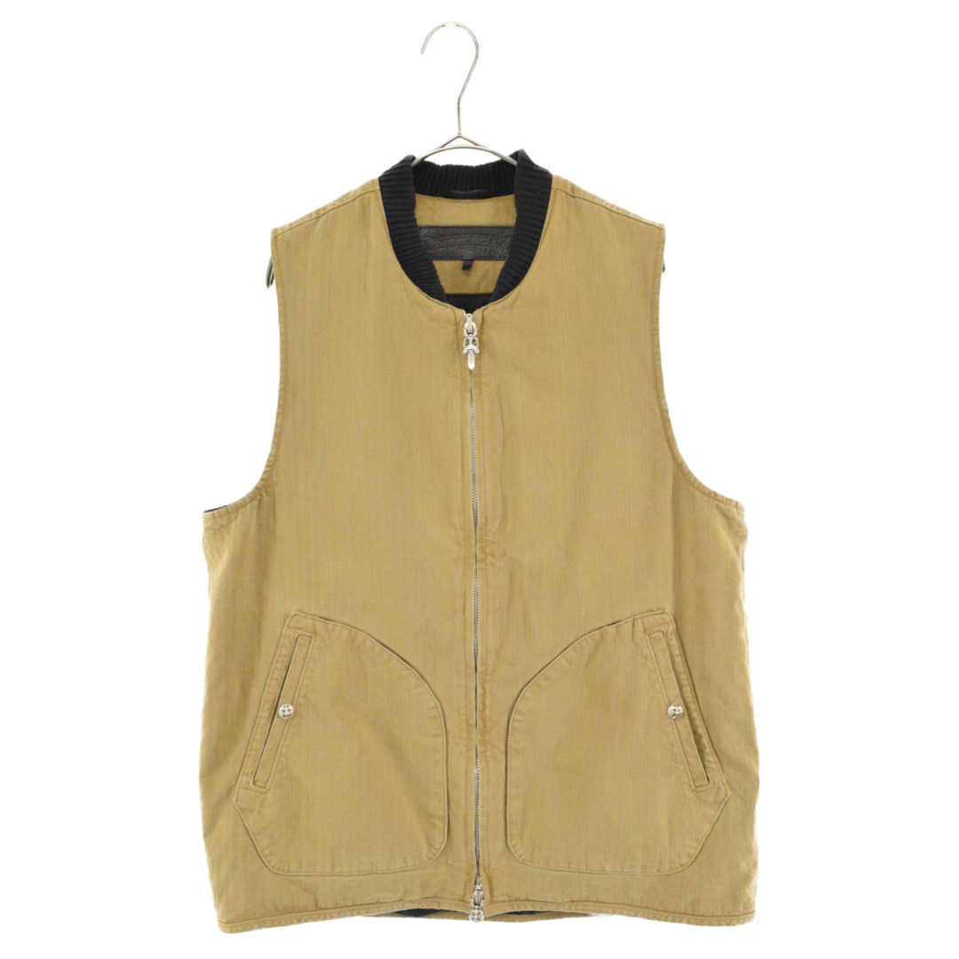 CHROME HEARTS クロムハーツ VEST-M-HOMER ダガージップ ボア レザー切り替え ベスト インディゴ ※国内ギャラ付き505センチ肩幅