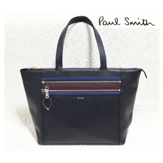 ポールスミス(Paul Smith)の新品【ポールスミス】本革 ステッチカラー レザートートバッグ 肩掛けバッグ 黒(トートバッグ)