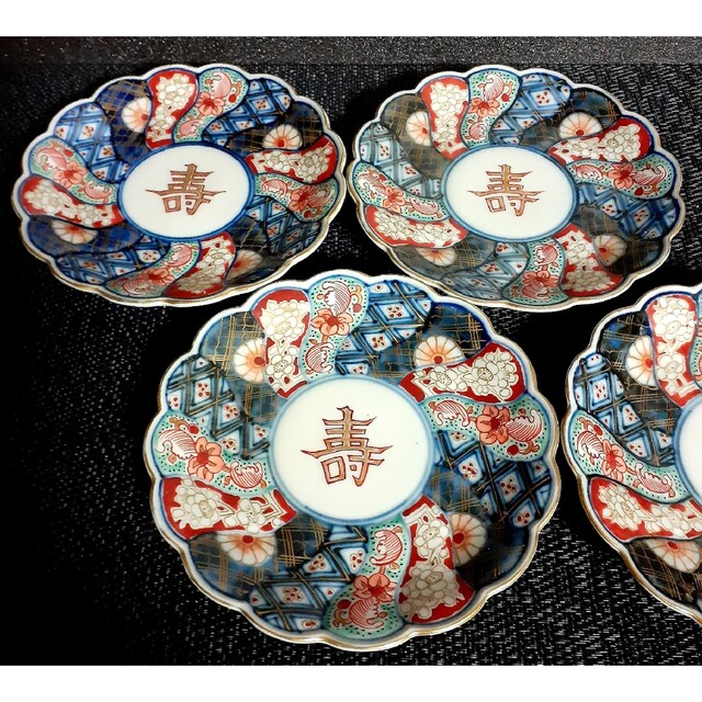秀作品❗️】明治時代 大聖寺伊万里 錦手 十六菊紋 鎬造 輪花 秀作品❗️】明治時代 大聖寺伊万里 錦手 十六菊紋 鎬造 輪花