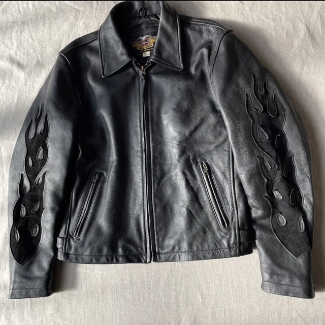 Harley Davidson(ハーレーダビッドソン)のHARLEY DAVIDSON ハーレーダビッドソン フレイム レザージャケット メンズのジャケット/アウター(レザージャケット)の商品写真