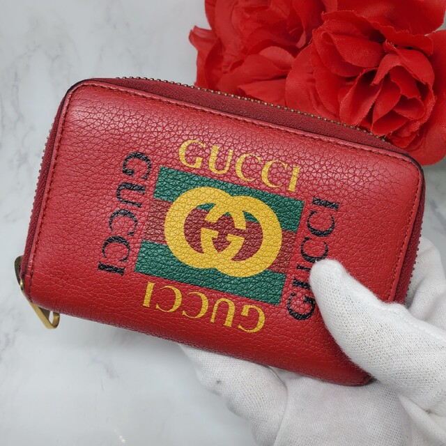 希少】 GUCCI グッチ ロゴ コインケース 小銭入れ 財布 シェリーライン-