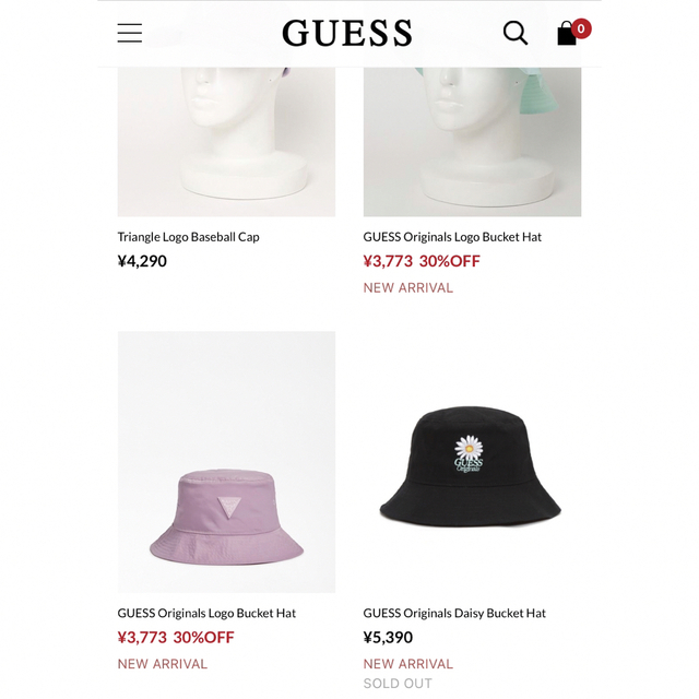 GUESS(ゲス)の70％価格・三時間セール‼️GUESS新作バケハ・ユニセックス⭐️公式サイト完売 レディースの帽子(ハット)の商品写真