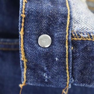 リーバイス 60s 501 BIG E 501 赤耳 足長R 不均等V イエローステッチ ストレート デニムパンツ Levi's ボタン裏2 Vステッチ メンズ  210412