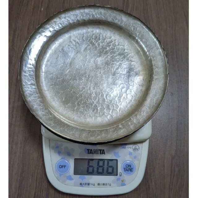 純銀銘菓子器　拾　一鶴斎　銀皿10枚　計686g