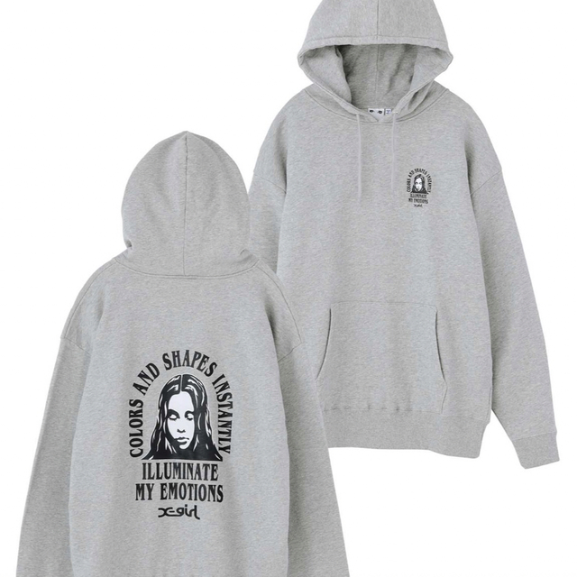 X-girl(エックスガール)のX girl ARCH & FACE LOGO SWEAT HOODIE レディースのトップス(パーカー)の商品写真