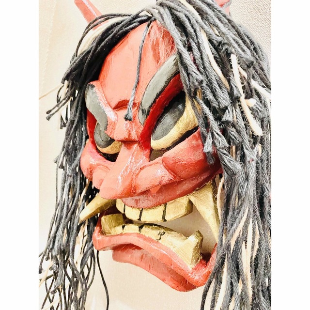 なまはげ 手彫り お面 壁掛け 赤鬼 節分 魔除け 秋田 仮面 自作 DIY なまはげ 手彫り お面 壁掛け 赤鬼 節分 魔除け 秋田 仮面 自作 DIY
