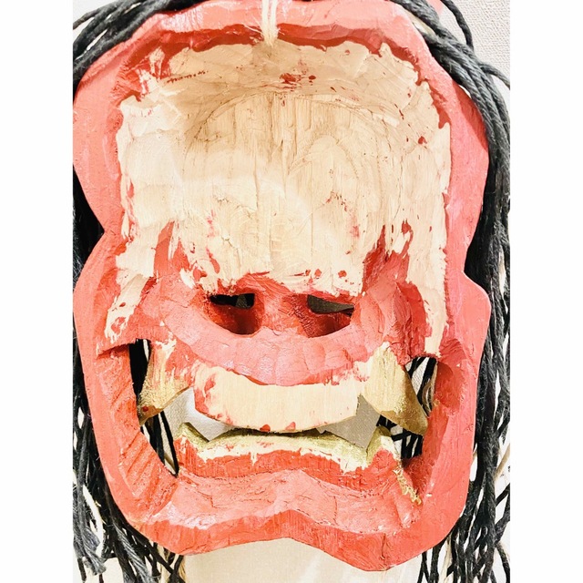 なまはげ 手彫り お面 壁掛け 赤鬼 節分 魔除け 秋田 仮面 自作 DIY なまはげ 手彫り お面 壁掛け 赤鬼 節分 魔除け 秋田 仮面 自作 DIY