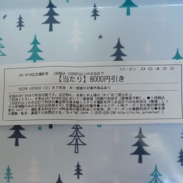 Kitamura(キタムラ)のスタジオマリオ　8000円引きクーポン チケットの優待券/割引券(その他)の商品写真