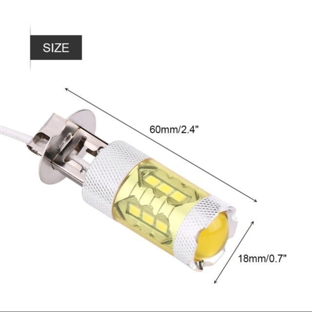 [2個] 爆光 H3 LED フォグライト イエロー 12V/24V 黄色 自動車/バイクの自動車(汎用パーツ)の商品写真