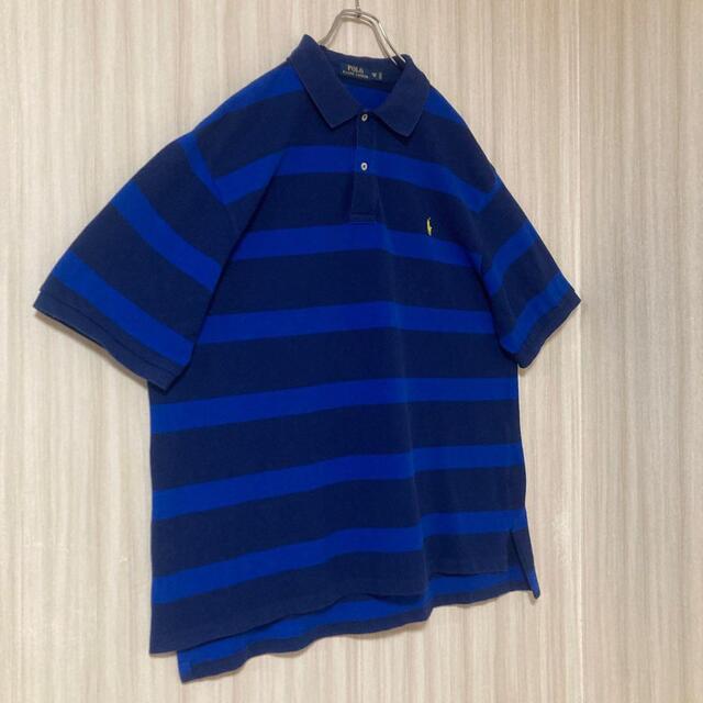 ポロラルフローレン　半袖　ポロシャツ　ワンポイント刺繍ロゴ　青黒　ボーダー2XL 2
