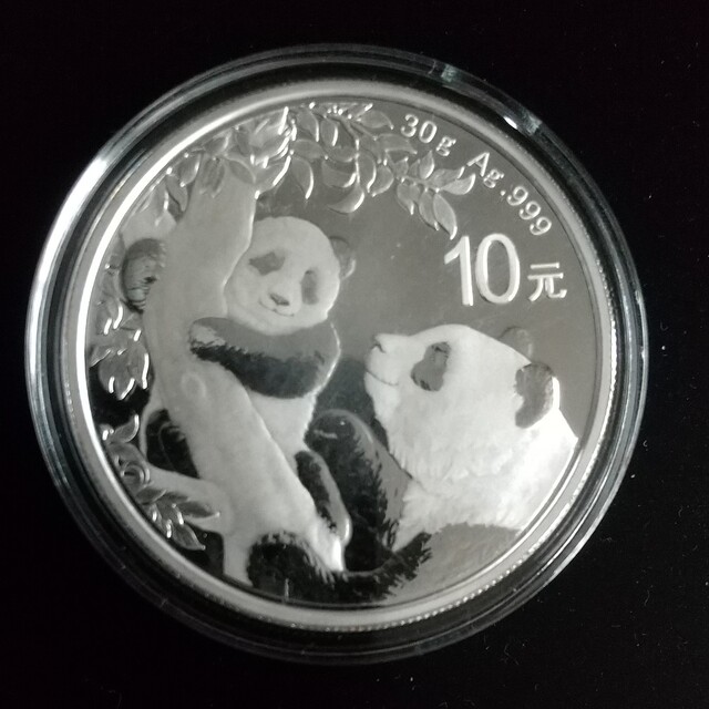 2021年 中国 パンダ インゴット 銀貨 30グラム(プラスチックホルダ付き)