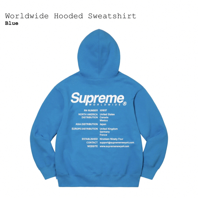 Supreme Worldwide Hooded ブルー M