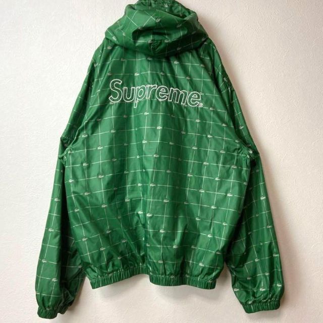 人気コラボ】Supreme LACOSTE古着ナイロンジャケット緑 L