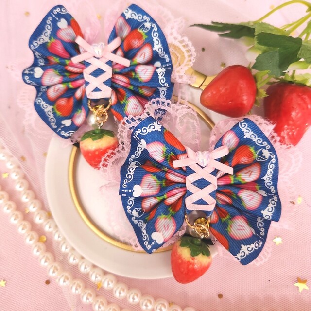 激安通販サイト ハンドメイド♡デニムのいちごフリルツイン | www