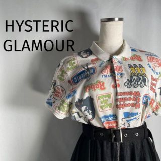 ヒステリックグラマー(HYSTERIC GLAMOUR)の日本製 Y2K ヒステリックグラマー ポロシャツ ロゴ 裏原 総柄 Mサイズ(ポロシャツ)