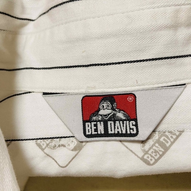 BEN DAVIS(ベンデイビス)の【BEN DAVIS】半袖シャツ 白系 ストライプ XL メンズのトップス(シャツ)の商品写真