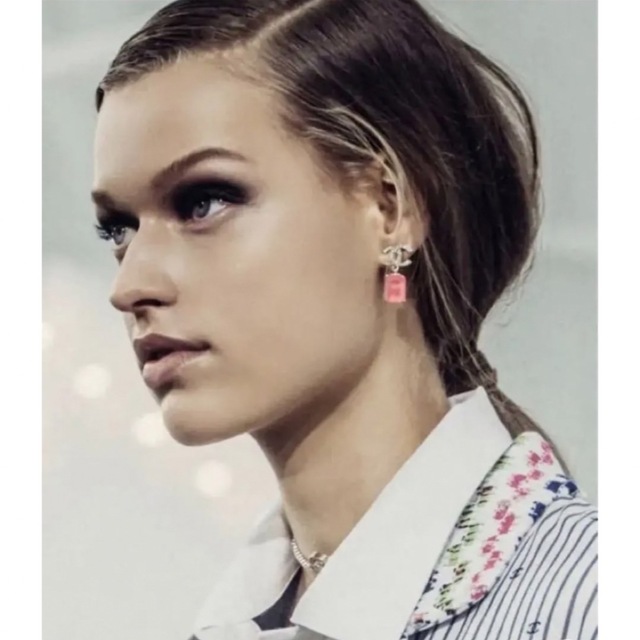 CHANEL ゴールド ピンク ドロップ ピアス 2021 サマーコレクション 超